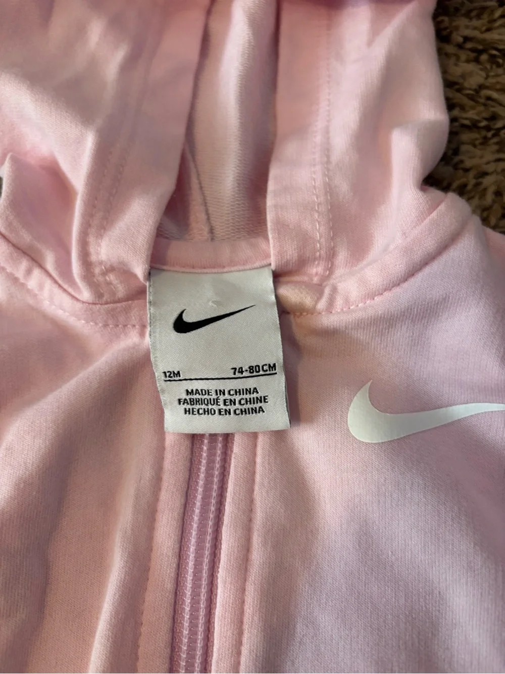 Nike Light Pink Hooded Baby One-Piece Footie